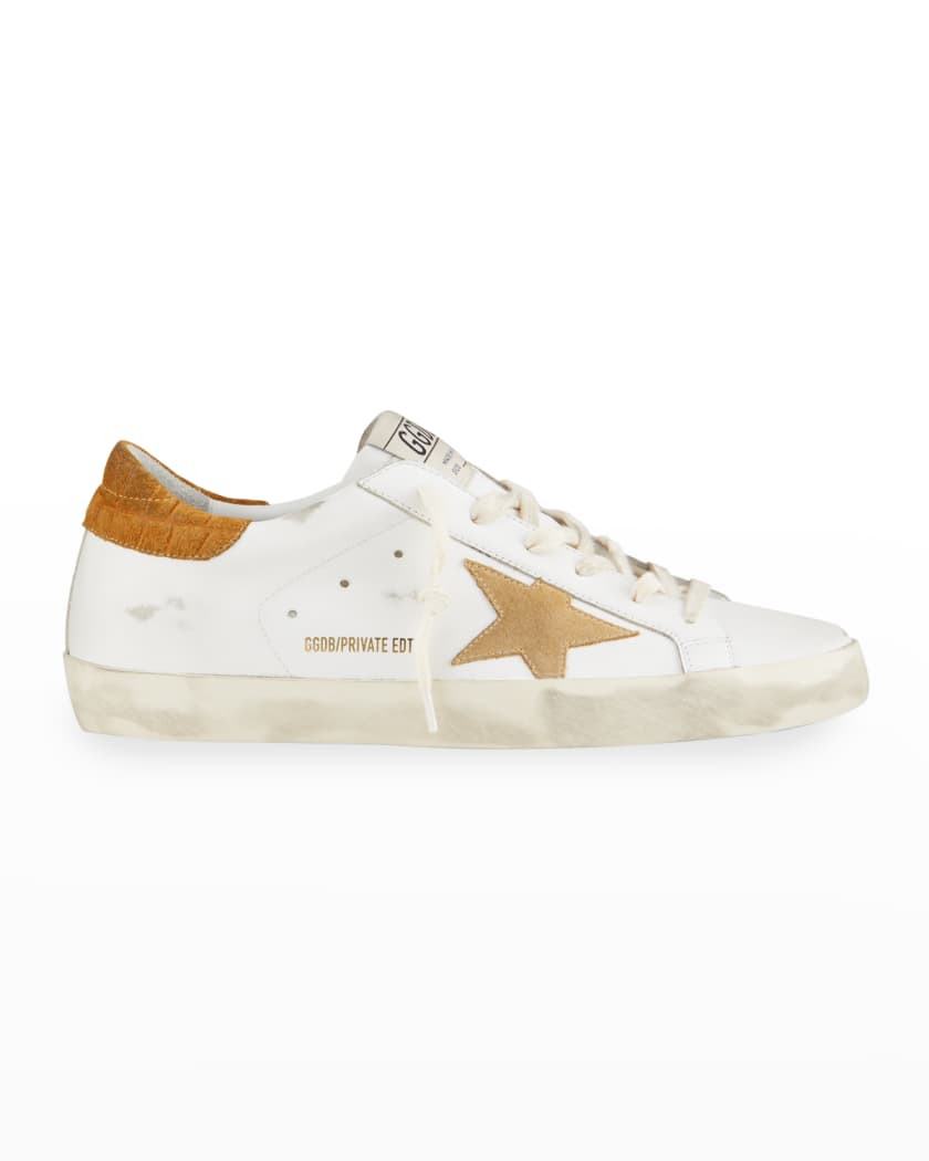 Superstar Suede/Leather Croco-Heel Court Sneakers | Neiman Marcus