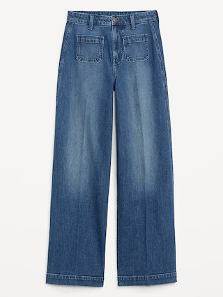 Extra High-Waisted Trouser Wide-Leg Jeans | Old Navy (US)