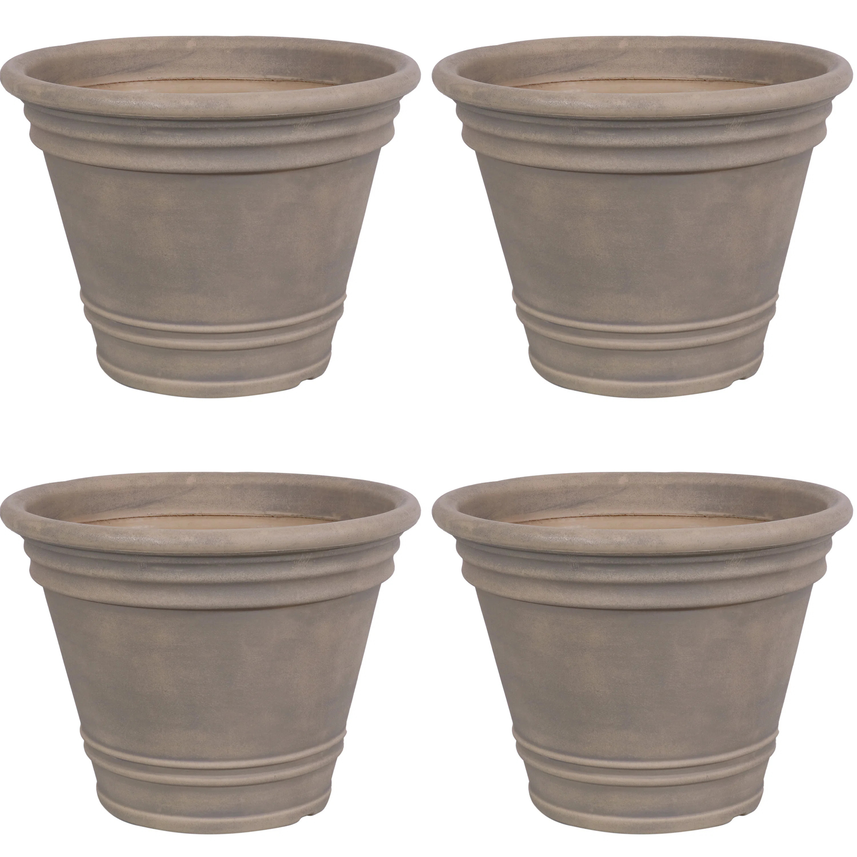 Pepinn 20" x 20" x 14.75" Round Polyresin Outdoor Planter Pot - Beige - Set of 4 | Wayfair North America