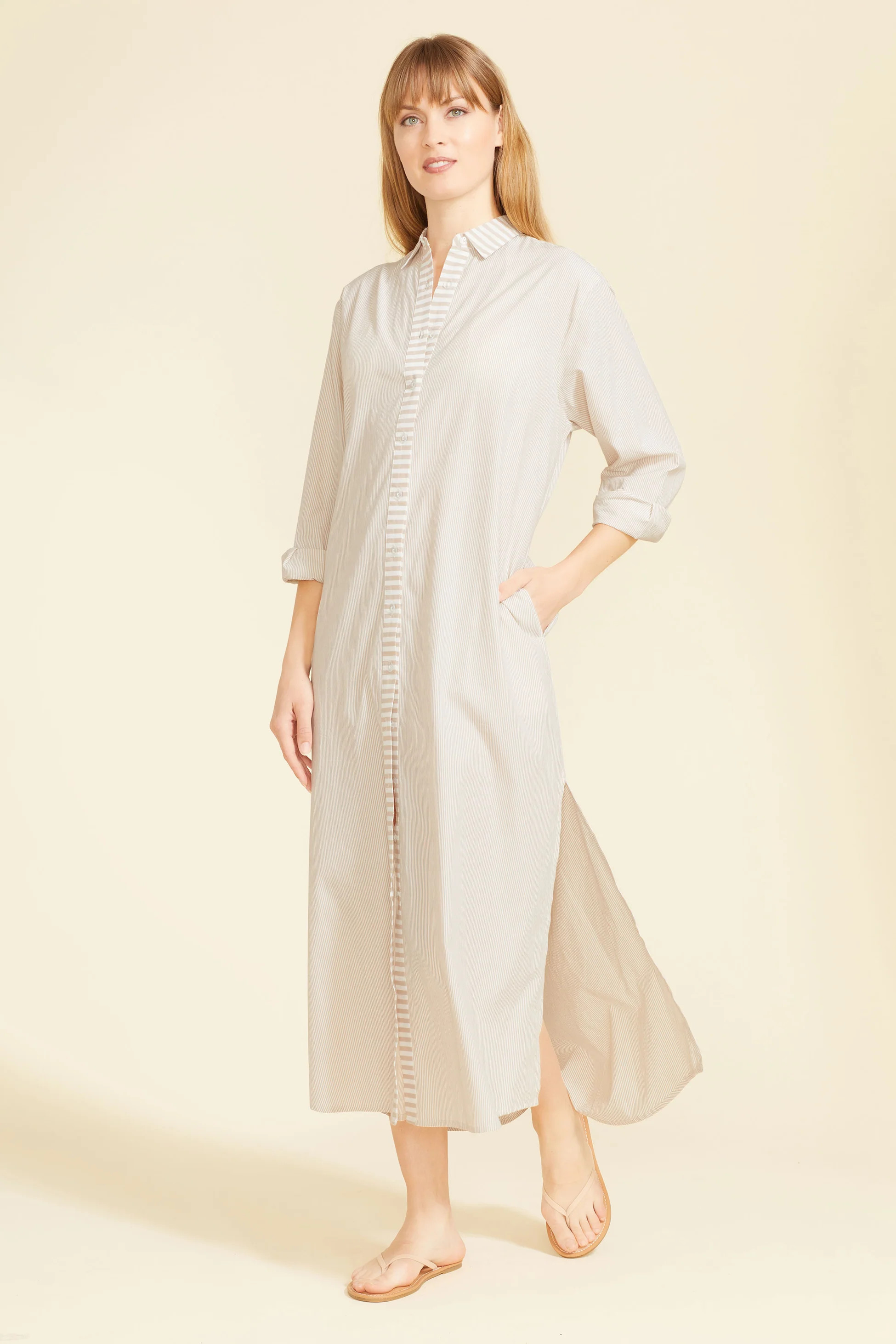 Riga Dress - Tan Stripes | Sitano
