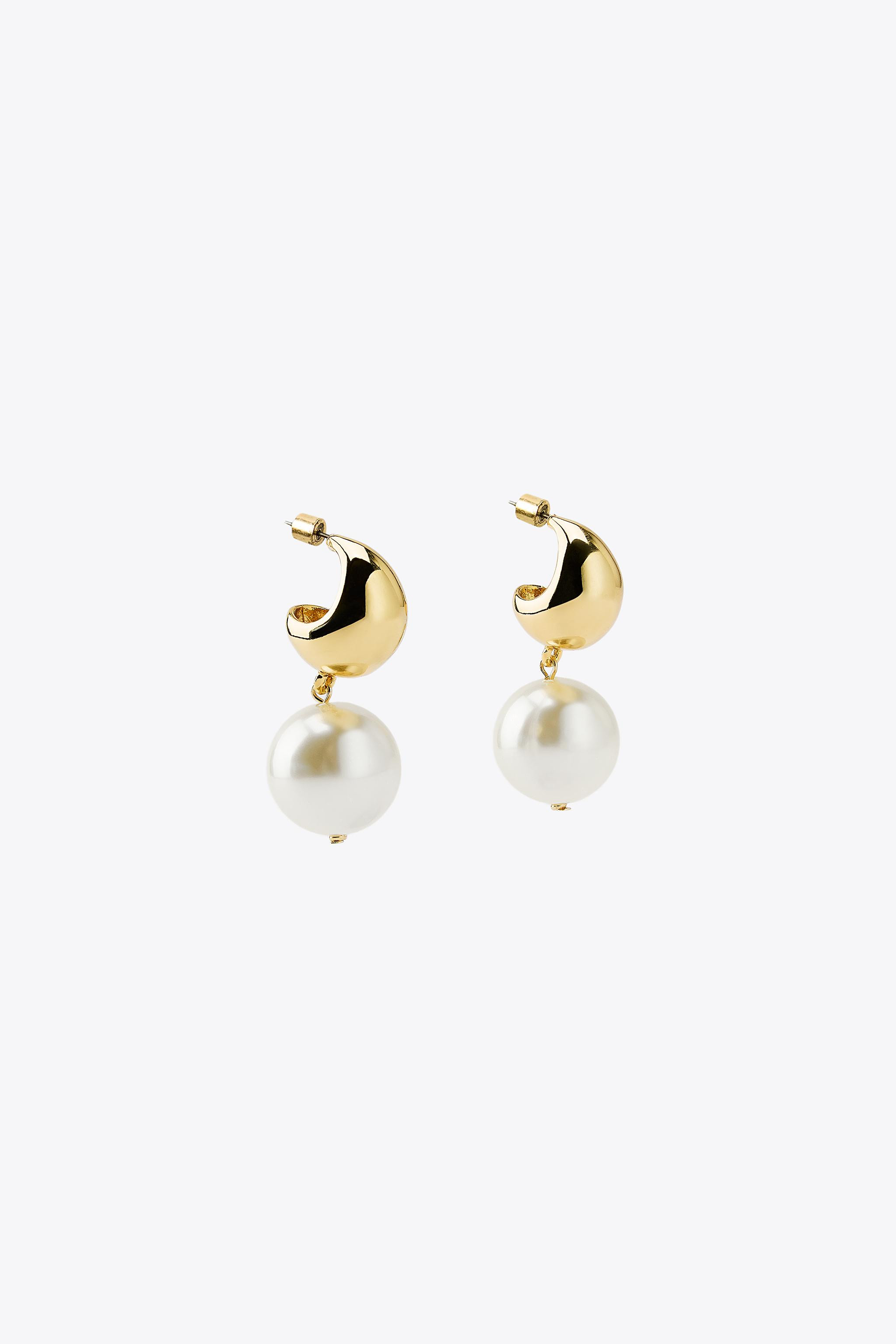 PEARL HOOP EARRINGS | Zara US