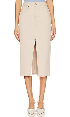 PAIGE Angela Midi Skirt in Soft Beige from Revolve.com | Revolve Clothing (Global)