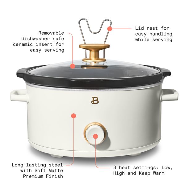 Beautiful 8QT Slow Cooker, White Icing by Drew Barrymore - Walmart.com | Walmart (US)