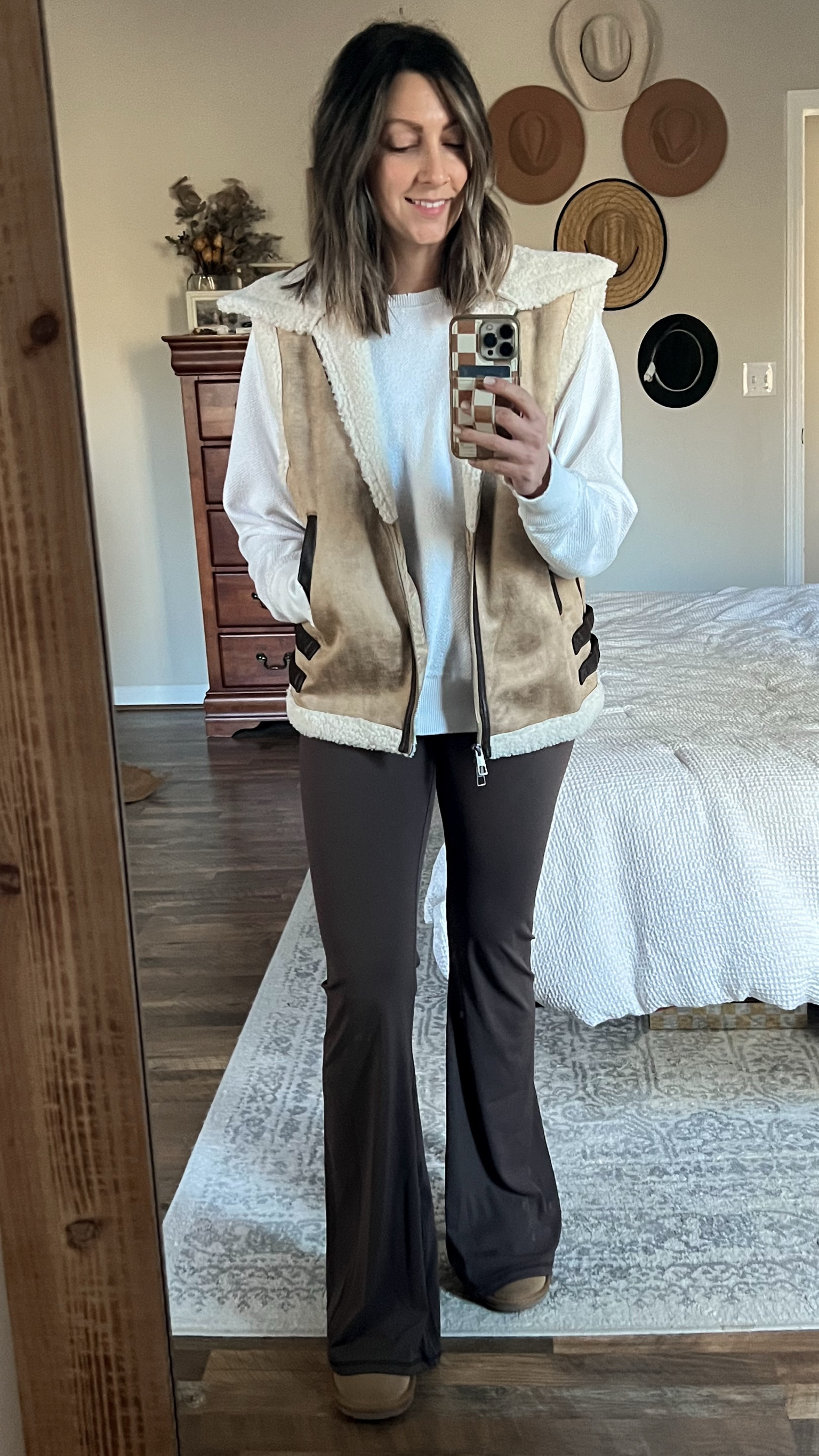 These flare leggings are buttery soft and have a crossover waistband, I’ll take any chance to wear this Sherpa line suede vest!

#LTKFindsUnder50 #LTKSeasonal #LTKPetite
