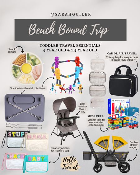 Our absolute favorite beach travel essentials with our toddlers. These are the must haves for surviving a trip with two under 4. Suction toys and mats are a must have! Also, having organizers for their little toys/ activities is so much easier for me to pull out toys to entertain them. Love this snack spinner as well for the road/pool/ picnics! 

#LTKfamily #LTKSeasonal #LTKtravel