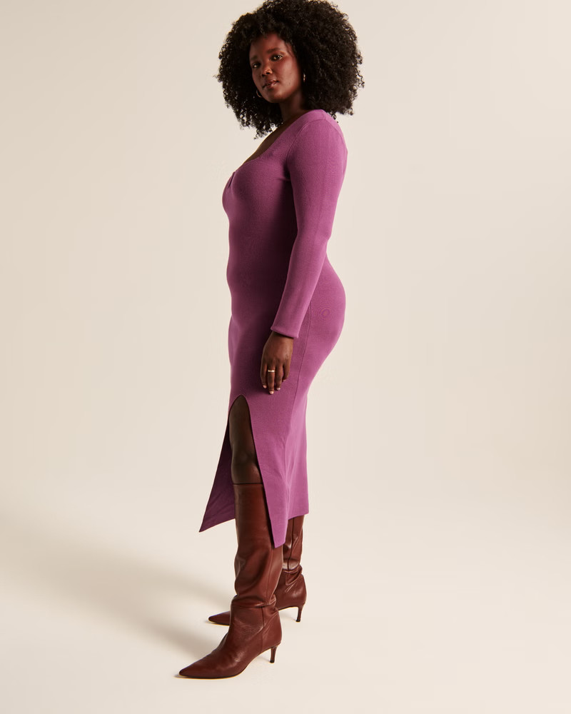 Long-Sleeve Hardware Midi Sweater Dress | Abercrombie & Fitch (US)