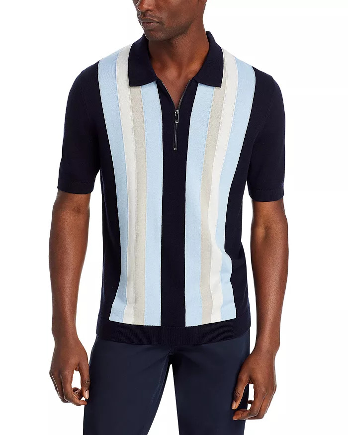 Sholpon Stripe Sweater Knit Regular Fit Quarter Zip Polo Shirt | Bloomingdale's (US)