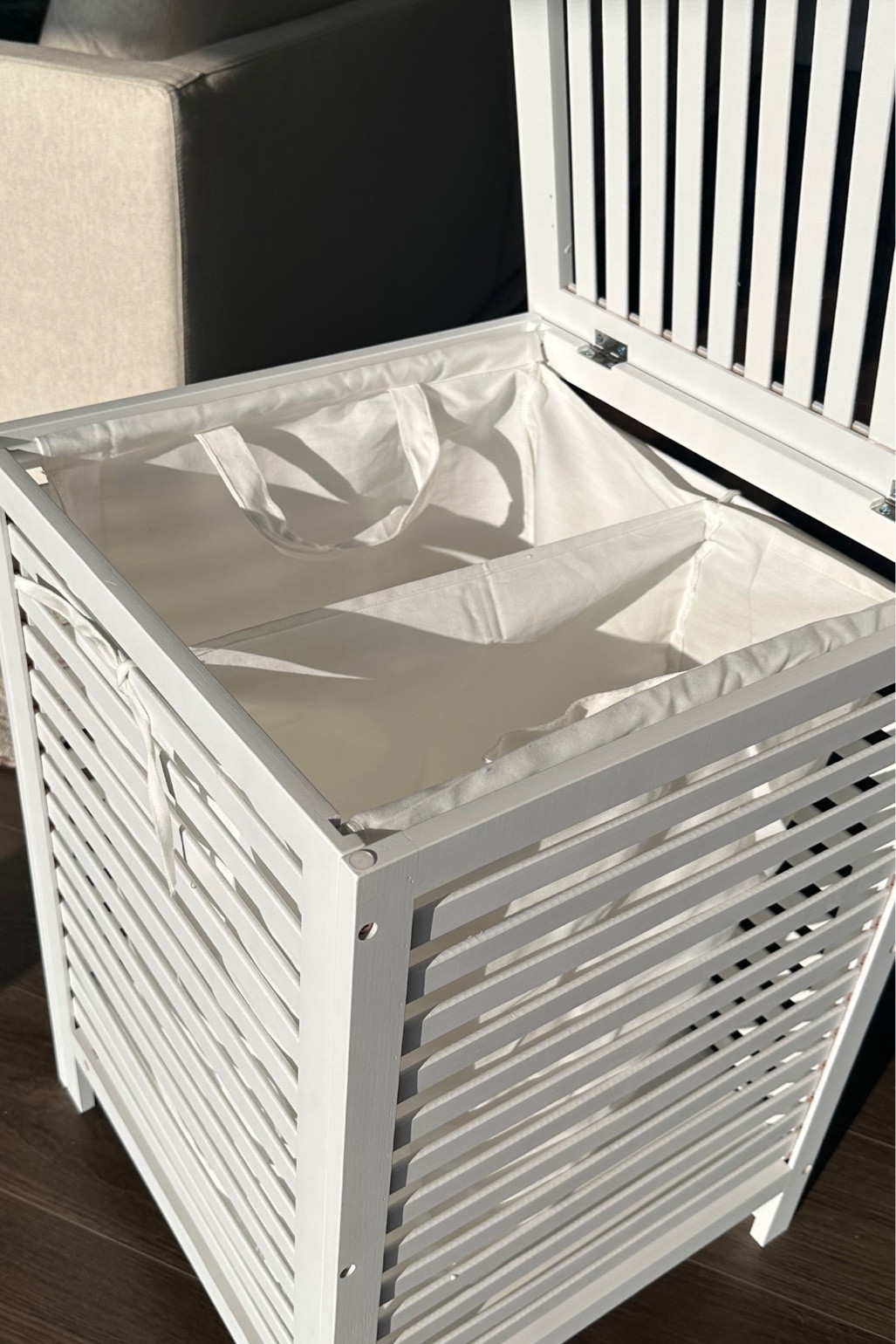 Hamper for primary bathroom (2 sides) 