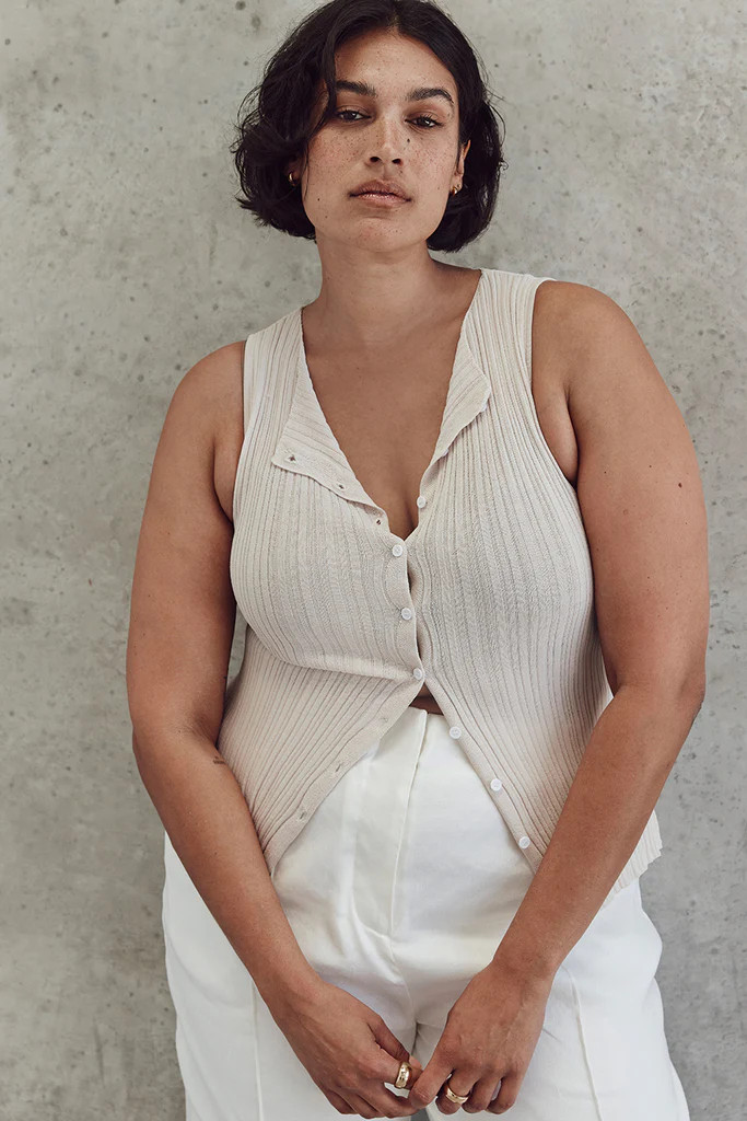 GEMMA STONE SLEEVELESS KNIT TOP | DISSH