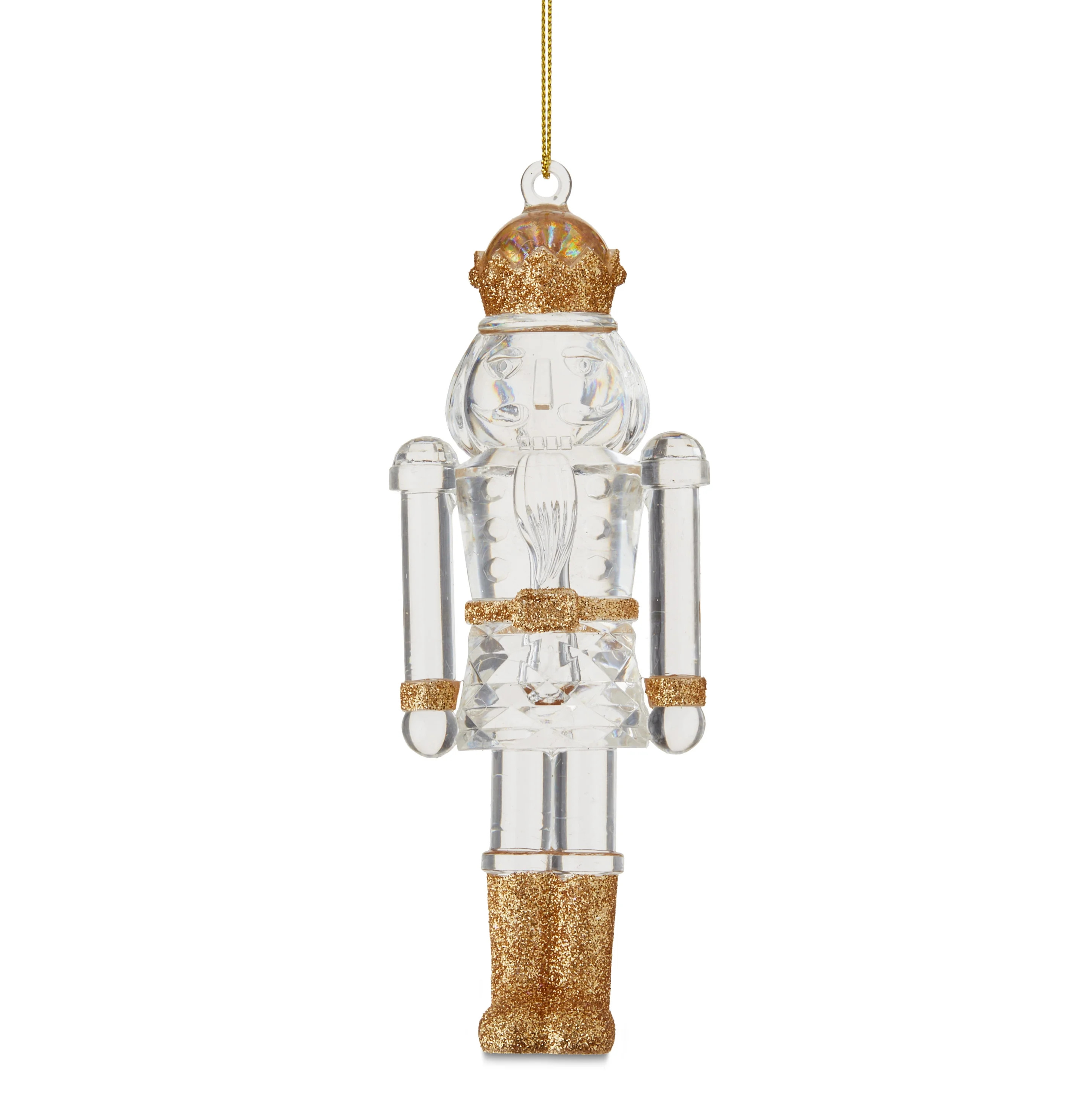 Gold and Transparent Nutcracker Decorative Ornament, 6.2 in, by Holiday Time - Walmart.com | Walmart (US)
