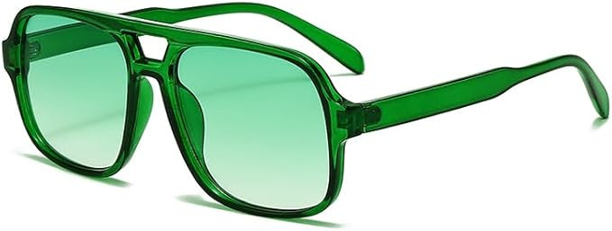 Breaksun Retro Aviator Sunglasses for Women Men Trendy Classic 70s Square Green Aviator Sun Glass... | Amazon (US)
