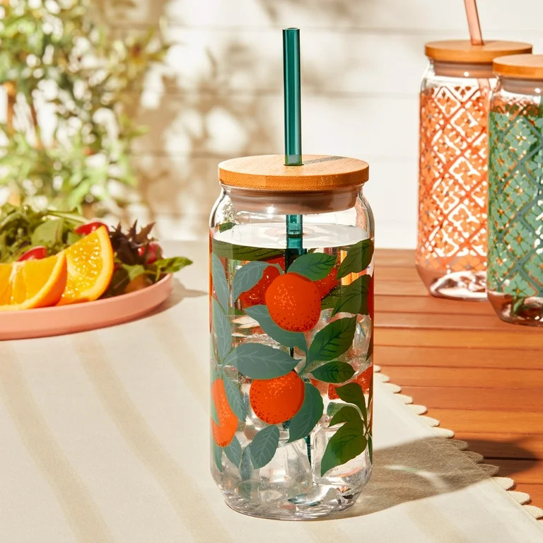 Mainstays by Becky G. & Alejandra 20-Ounce Acrylic Can Shape Tumbler, Orange & Green | Walmart (US)