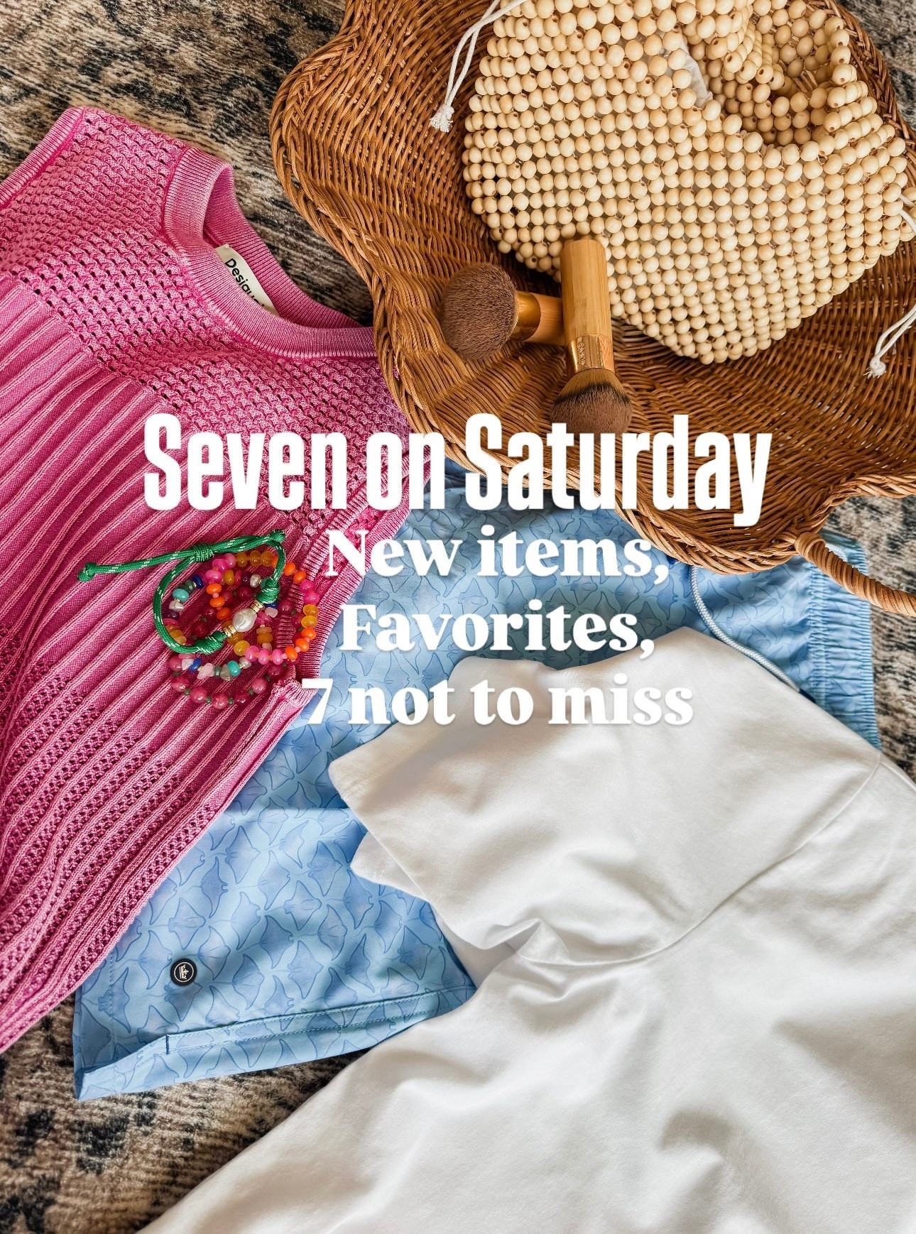 Seven on Saturday. 
XS pink sweater tank
XS white tee 
Spring styles. Vacation.  Wood bead bag

#LTKTravel #LTKdayinmylife #LTKMens