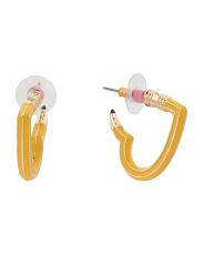 Yellow Heart Pencil Huggie Earrings | TJ Maxx