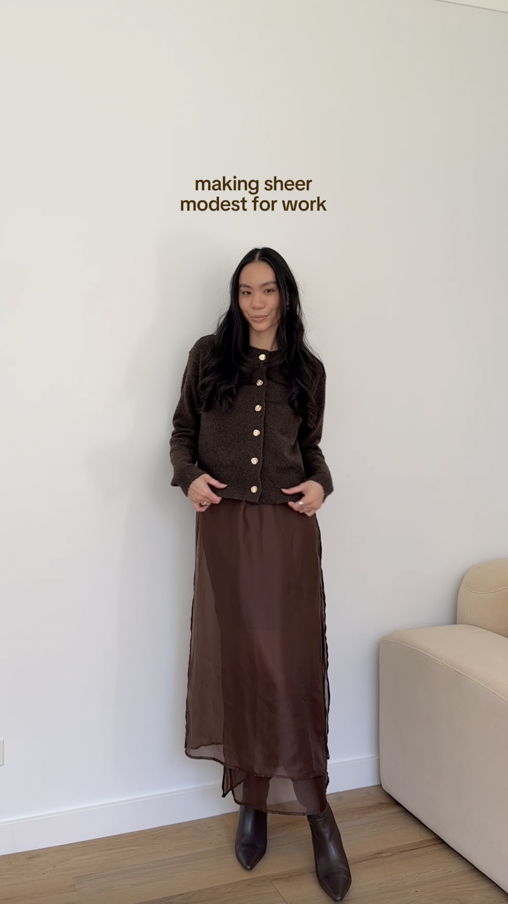 making sheer modest for work! call me crazy but there is alwaaays a way to make things appropriate for work 🤎

sheer dress/top: https://billyj.com.au/products/zaire-long-line-sheer-top-and-pants-set-chocolate

#LTKaustralia #LTKspring #LTKworkwear