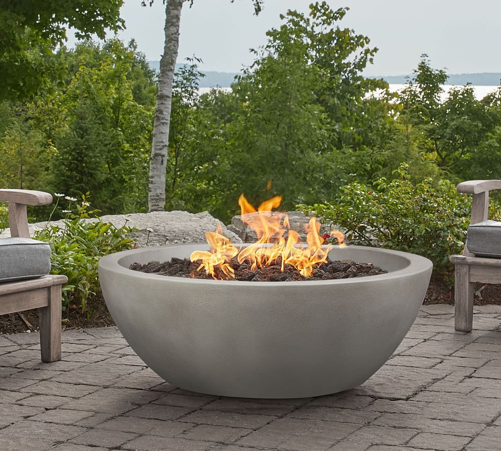 Nerissa Concrete 42" Round Propane Fire Pit Table | Pottery Barn (US)