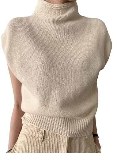 GORGLITTER Women's Mock Neck Sweater Tank Cap Sleeve Trendy Dressy Casual Knit Sweaters Vest | Amazon (US)