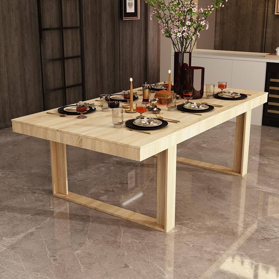 WOODTIME 86.6" W Dining Table for 8-10 People, Versatile Modern Wooden Dinner Table Kitchen Table... | Amazon (US)