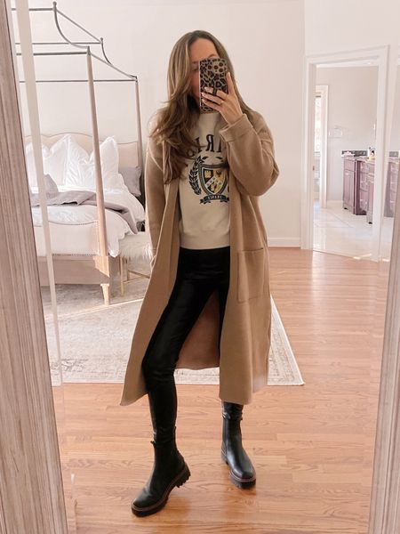 Easy fall look: Mango coatigan (runs true to size, wearing S) paired with a destination sweatshirt from Abercrombie (linked this year’s version), these run true to size but size up if you want more oversized for (wearing S). 

Sam Edelman Laguna Boots, fall style, fall outfit, leggings outfit, coatigan outfit  

#LTKSeasonal #LTKSale #LTKfindsunder100