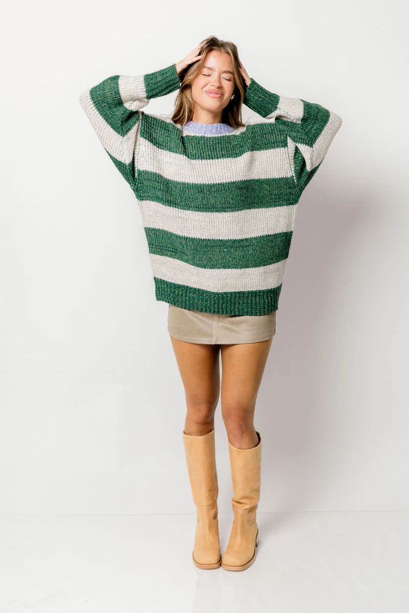 Cosmo Oversized Striped Sweater in Green | Worth Collective