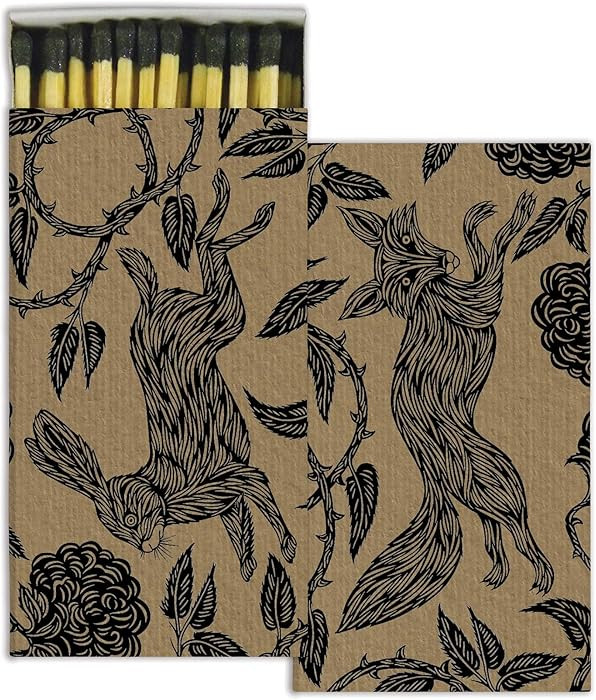 Decorative Folktail Match Boxes with Wooden Matches | Set of 2 Large Match Boxes | Amazon (US)