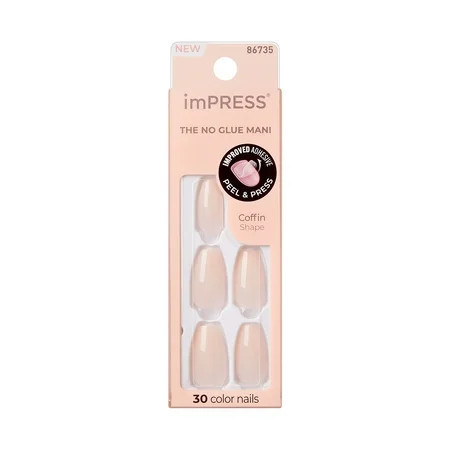 imPRESS Color Press-On Nails No Glue Needed Light Pink Medium Coffin 33 Ct. | Walmart (US)