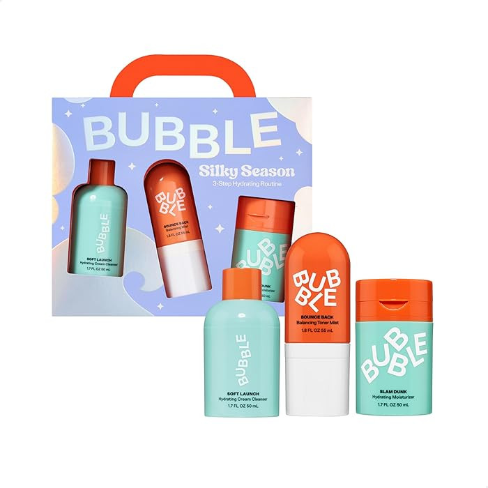 Bubble Skincare Silky Season 3-Step Hydrating Skin Care Set - Travel Size Skincare for Dry Skin -... | Amazon (US)