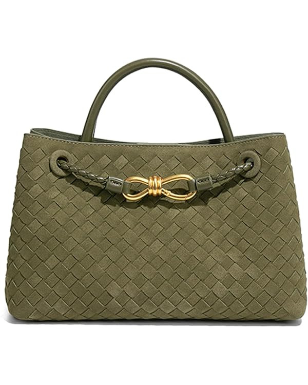 Suede Woven Tote Bag for Women PU Leather Hobo Bags Trendy Crossbody Purse Shoulder Satchel Bag T... | Amazon (US)