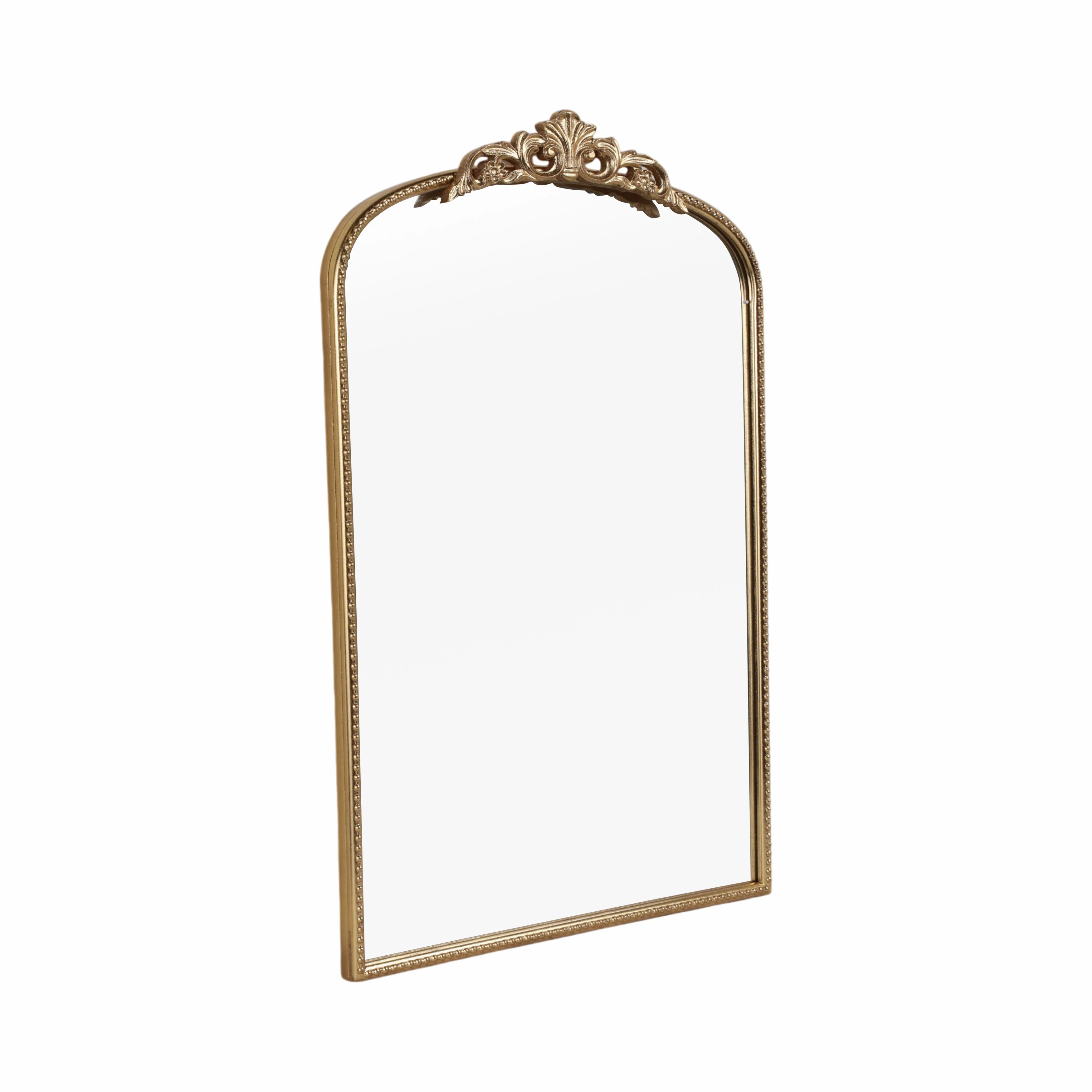 Fleur De Lis Living Fleur Applique 36-Inch Arch Mirror In Gold - Elegant Iron Resin Frame | Wayfa... | Wayfair North America