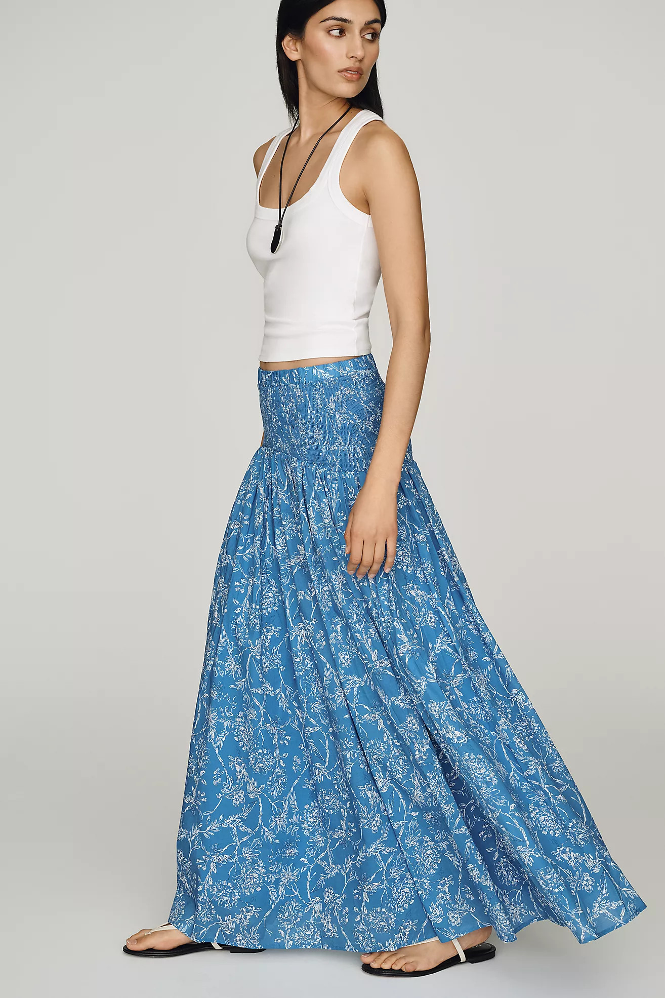 Hutch Smocked Cotton Skirt | Anthropologie (US)