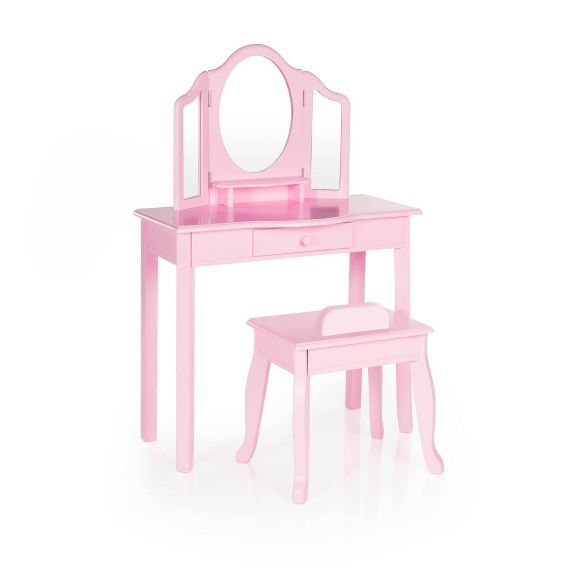 Kids' Classic Vanity and Stool Pink - Guidecraft | Target
