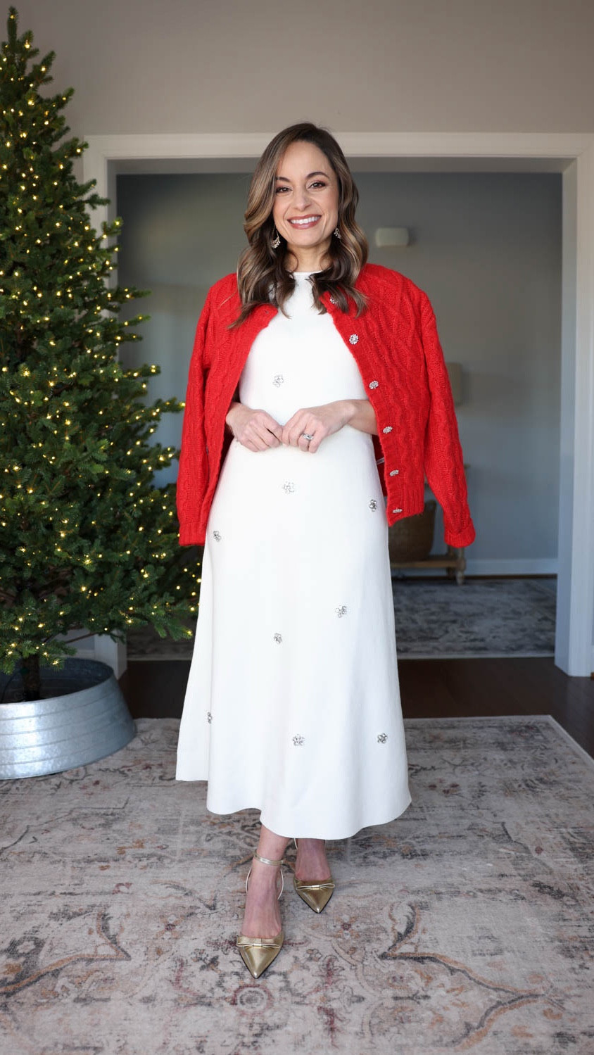Petite-friendly (and budget-friendly) holiday outfit finds from Walmart. 

Winter white, crystal embellishments, and sweaters you can dress up and down. I’m so impressed with these Walmart finds. 

White dress: xs 
Red sweater: xs 

(Holiday outfits, Walmart finds, petite fashion) 


#LTKHoliday #LTKPetite