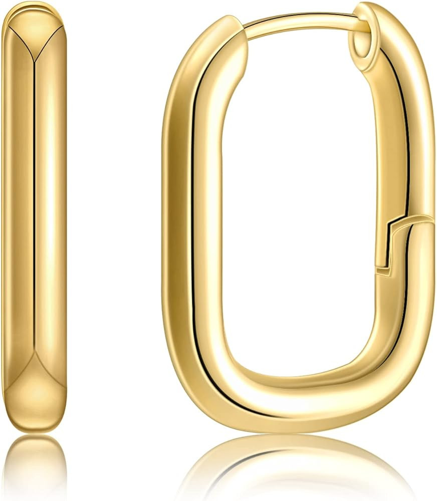 Gold Hoop Earrings for Women - 14K Gold Plated Brass Huggie Ear Rings Hoop Earrings For Women 925... | Amazon (US)
