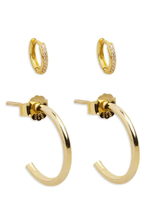 Argento Vivo Sterling Silver 2 Pairs of Mismatched Earrings in Gold at Nordstrom | Nordstrom