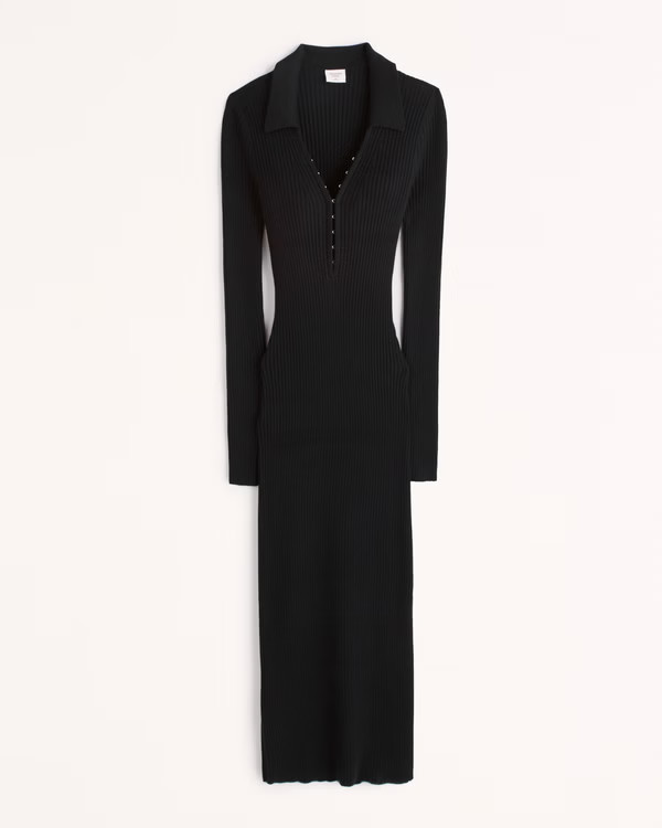 Ribbed Polo Midi Sweater Dress | Abercrombie & Fitch (US)