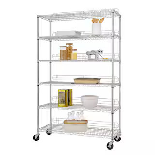 EcoStorage Chrome 6-Tier Rolling Steel Wire Shelving Unit (48 in. W x 77 in. H x 18 in. D) | The Home Depot