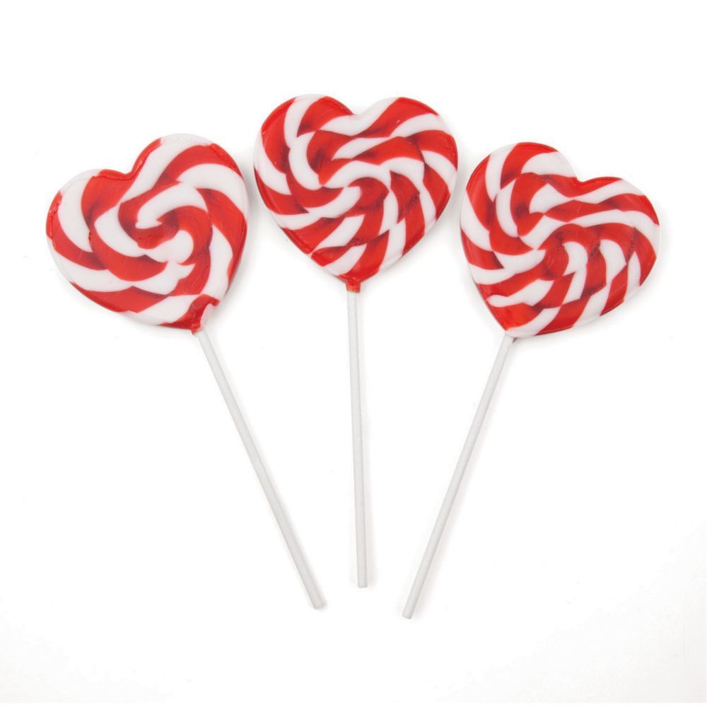 Red Heart-Shaped Swirl Lollipops - 12 Pc. | Oriental Trading Company