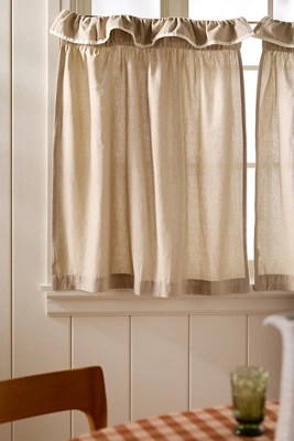 Ruffle Top Cotton Woven Cafe Curtain, Set of 2 | Anthropologie (US)