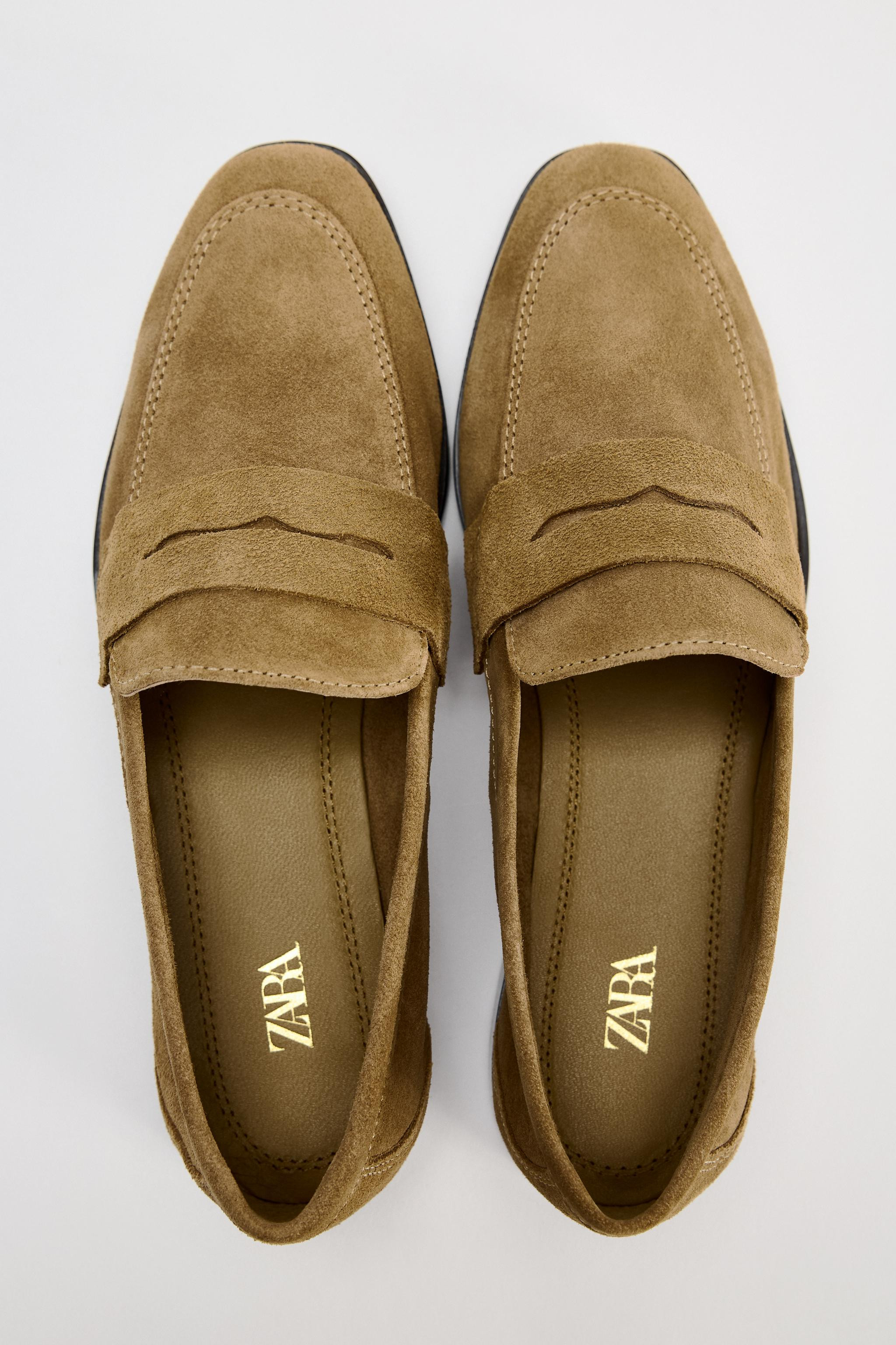Flat leather loafers. High vamp and saddle. Rounded toe.Sole height: 1 inch (2.5 cm) | Zara US