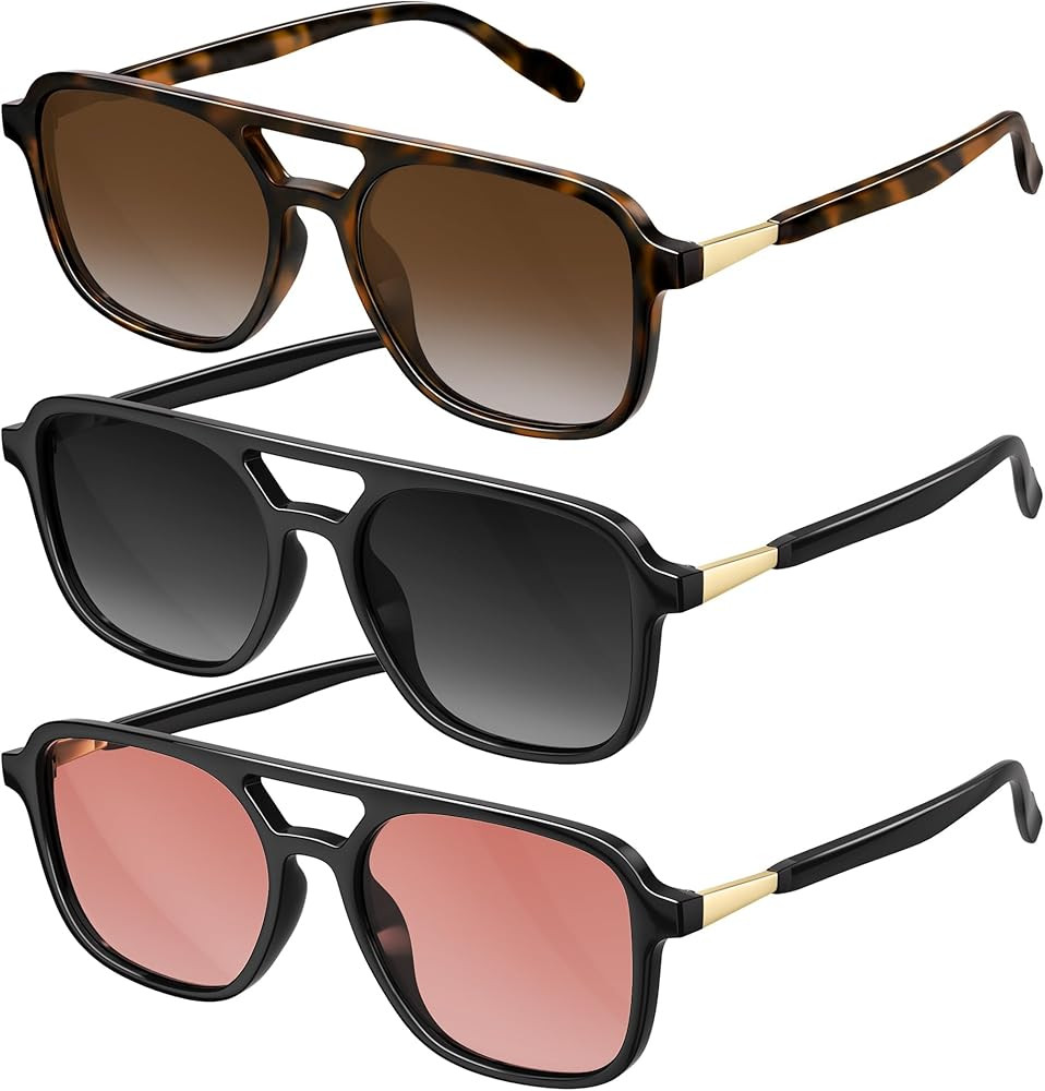 Retro Aviator Sunglasses for Women Men:Polarized Trendy Vintage 70s Rectangle Mens Womens Shades ... | Amazon (US)