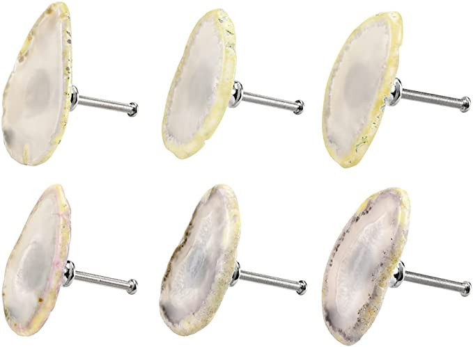 Lpraer 6 Set Agate Knobs for Cabinet Drawer Chakra Stone Kitchen Cupboard Handles Natural Healing... | Amazon (US)