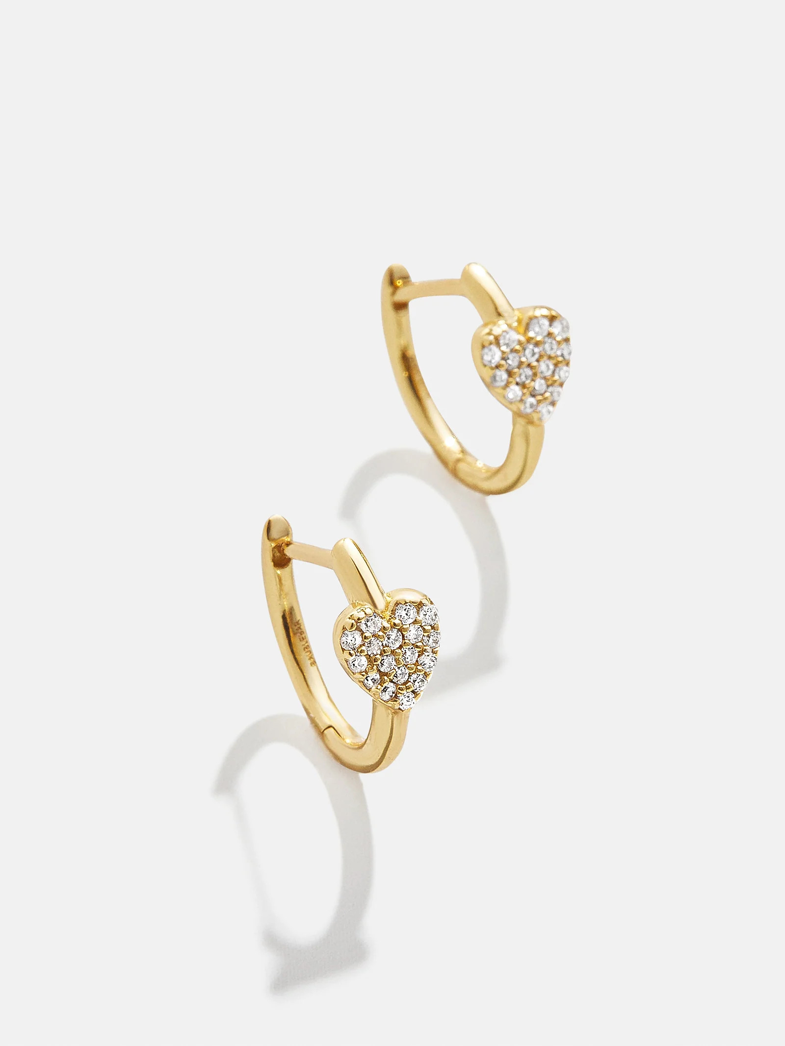 Little Hearts Big Feelings 18K Gold Kids' Huggie Earrings - Gold/Pavé | BaubleBar