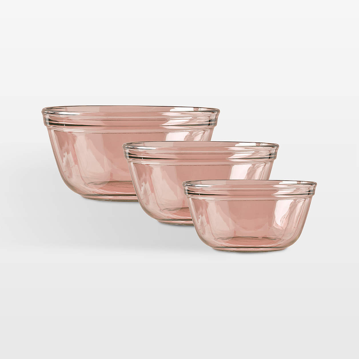 Anchor Hocking Pink Glass Bowls, Set of 3 + Reviews | Crate & Barrel | Crate & Barrel