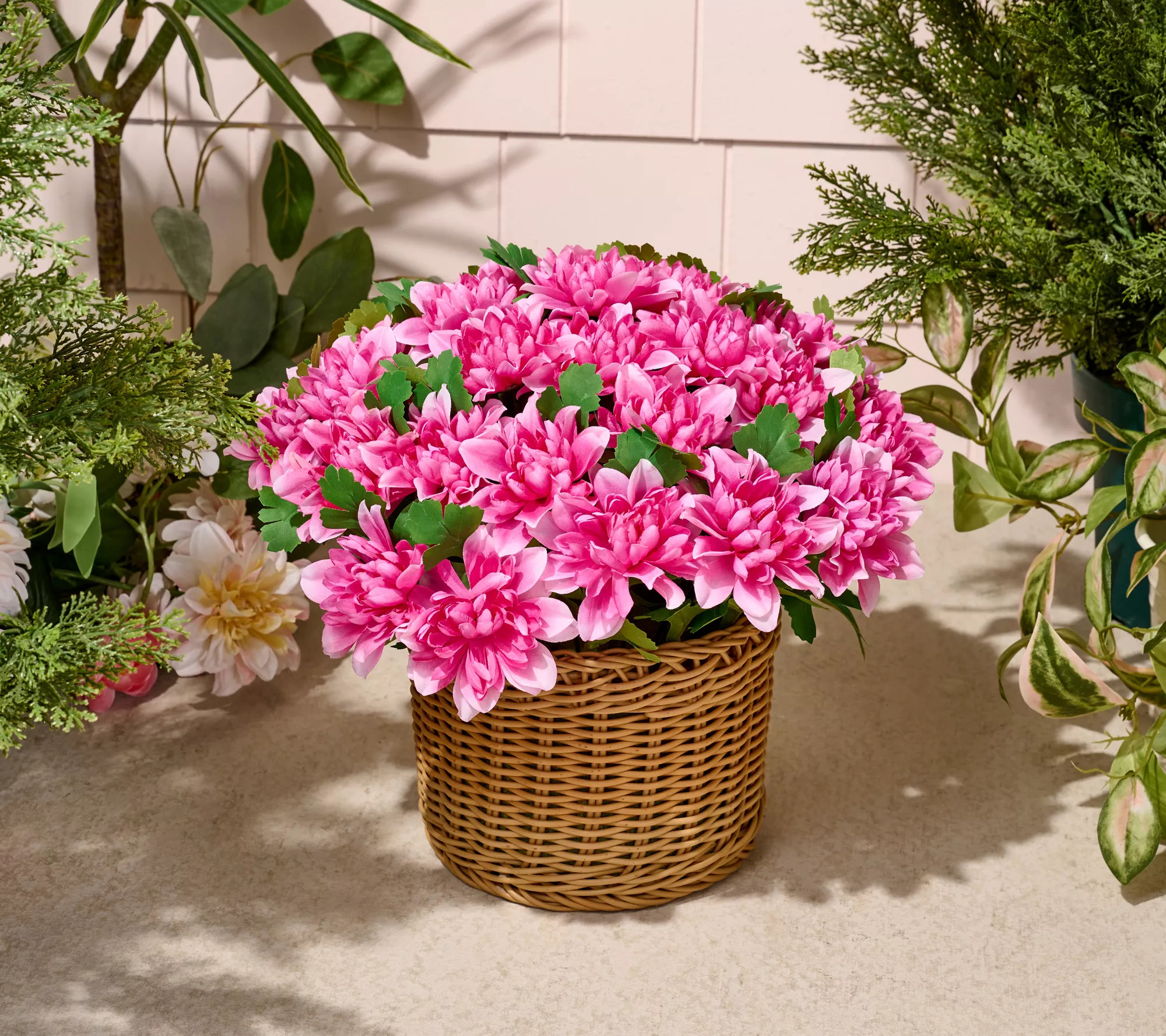 Make Your Selection: Wicker Park 12" Faux Dahlia Arrangement In Woven Pot | QVC