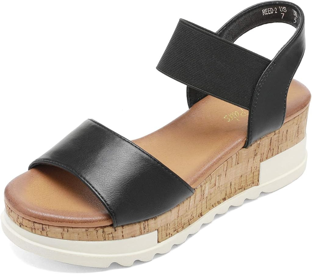 DREAM PAIRS Women's Open Toe Ankle Strap Casual Flatform Platform Sandals | Amazon (US)