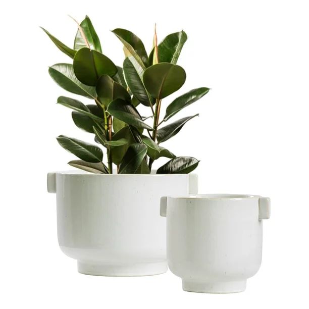 Cotswolds Ceramic Plant Pot Set with Handles - Indoor & Outdoor Planters - Aged White Gloss Finis... | Walmart (US)