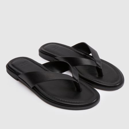 Womens Black schuh Thailand Leather Toe Post Sandals | schuh | Schuh