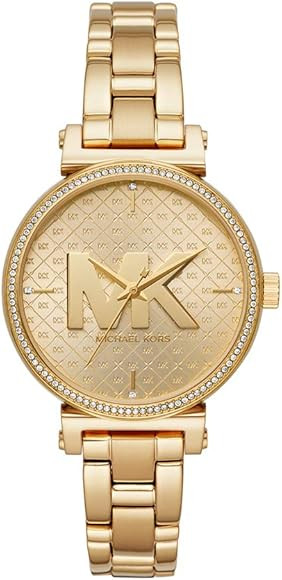 Michael Kors Women's Sofie Stainless Steel Quartz Watch with Stainless-Steel-Plated Strap, Gold, ... | Amazon (US)