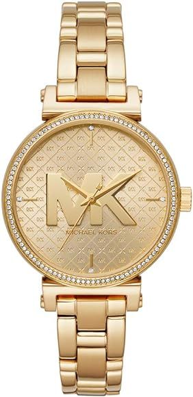 Michael Kors Women's Sofie Stainless Steel Quartz Watch with Stainless-Steel-Plated Strap, Gold, ... | Amazon (US)
