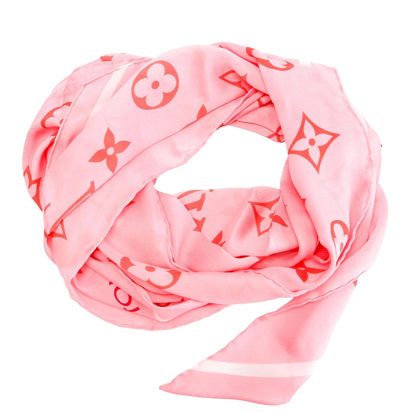 Ideal Rose Monogram Silk 245CM X 30CM Scarf Pink | Keeks Designer Handbags